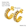 Women's Titanium Steel And 18K Gold Plated Cshaped Geometric Fashion Earrings With Electroplating Treatment