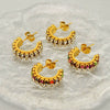 Women's Titanium Steel And 18K Gold Plated Cshaped Geometric Fashion Earrings With Electroplating Treatment