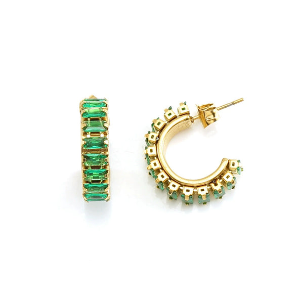 Women's Titanium Steel And 18K Gold Plated Cshaped Geometric Fashion Earrings With Electroplating Treatment