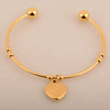 Women's Titanium Steel And Leather Cord Heart Shape Pendant Bracelet With Geometric Pattern And Electroplating