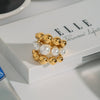 Women's Titanium Steel And Pearl Geometric Ring With Electroplating Design Jewelry