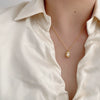 Women's Titanium Steel And Stainless Steel Double Layer Stacked Bowl Bean And Peanut Pearl Clavicle Chain With Leaf Pattern And Electroplating Treatment
