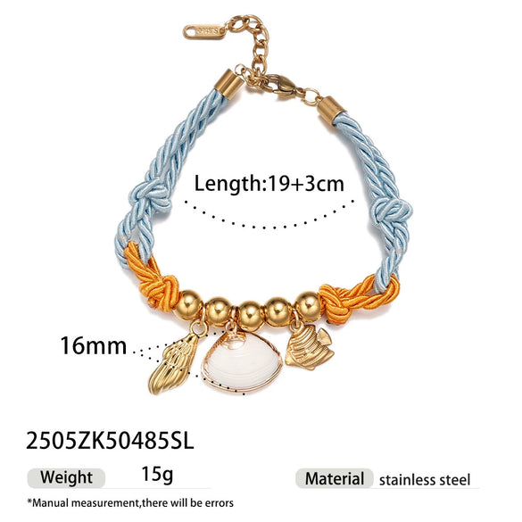 Women's Titanium Steel And Stainless Steel Electroplated Bracelet With Shell Flower Conch Design