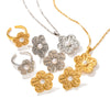 Women's Titanium Steel And Stainless Steel Electroplated Compound Flower Pendant Necklace With Geometric Design