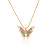 Women's Titanium Steel And Stainless Steel Enamel Butterfly Pendant Necklace With Geometric And Animal Pattern And Dripping Oil Design Snake Bone Chain