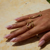 Women's Titanium Steel And Stainless Steel Finger Ring With Geometric Pattern And Electroplating Design