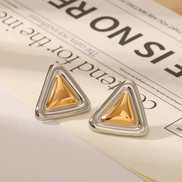 Women's Titanium Steel And Stainless Steel Geometric Earrings With Vacuum Plating And Electroplating