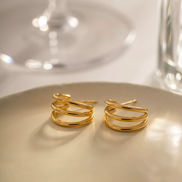 Women's Titanium Steel And Stainless Steel Geometric Electroplated Earrings