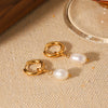 Women's Titanium Steel And Stainless Steel Geometric Electroplated Light Luxury Fresh Water Pearl Earrings