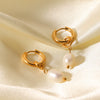 Women's Titanium Steel And Stainless Steel Geometric Electroplated Light Luxury Fresh Water Pearl Earrings
