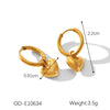 Women's Titanium Steel And Stainless Steel Geometric Heart Flower Drop Shape Star Ins Style Gold And Silver Twocolor 18K Gold Plated Vacuum Electroplated Earrings