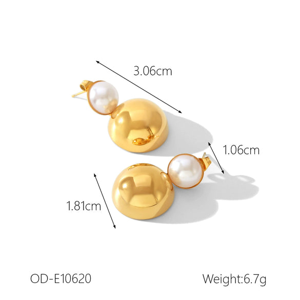 Women's Titanium Steel And Stainless Steel Geometric Heart Flower Drop Shape Star Ins Style Gold And Silver Twocolor 18K Gold Plated Vacuum Electroplated Earrings