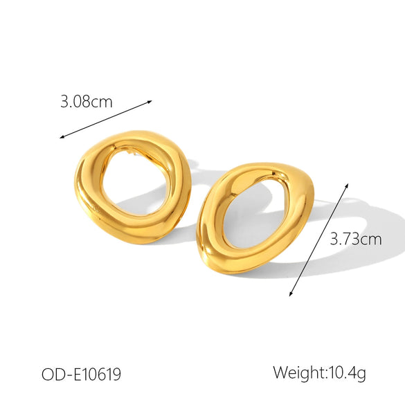 Women's Titanium Steel And Stainless Steel Geometric Heart Flower Drop Shape Star Ins Style Gold And Silver Twocolor 18K Gold Plated Vacuum Electroplated Earrings