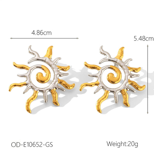 Women's Titanium Steel And Stainless Steel Geometric Heart Flower Drop Shape Star Ins Style Gold And Silver Twocolor 18K Gold Plated Vacuum Electroplated Earrings