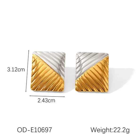 Women's Titanium Steel And Stainless Steel Geometric Heart Flower Drop Shape Star Ins Style Gold And Silver Twocolor 18K Gold Plated Vacuum Electroplated Earrings