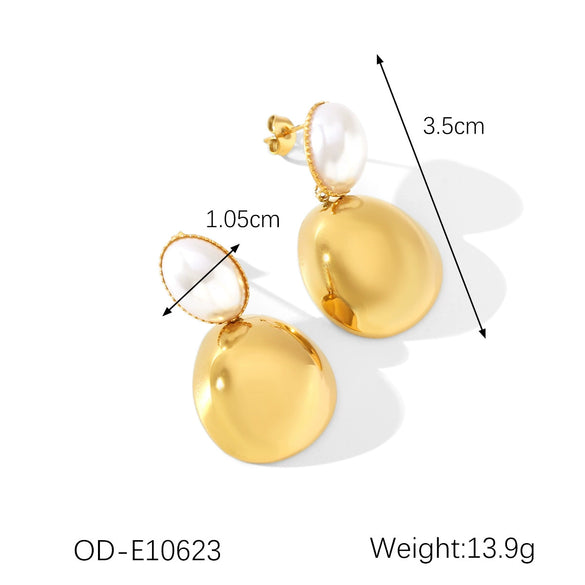 Women's Titanium Steel And Stainless Steel Geometric Heart Flower Drop Shape Star Ins Style Gold And Silver Twocolor 18K Gold Plated Vacuum Electroplated Earrings