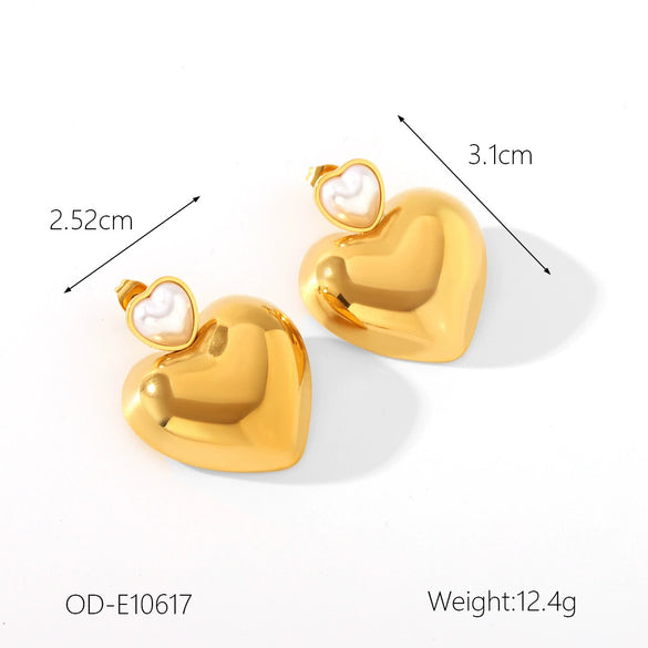 Women's Titanium Steel And Stainless Steel Geometric Heart Flower Drop Shape Star Ins Style Gold And Silver Twocolor 18K Gold Plated Vacuum Electroplated Earrings