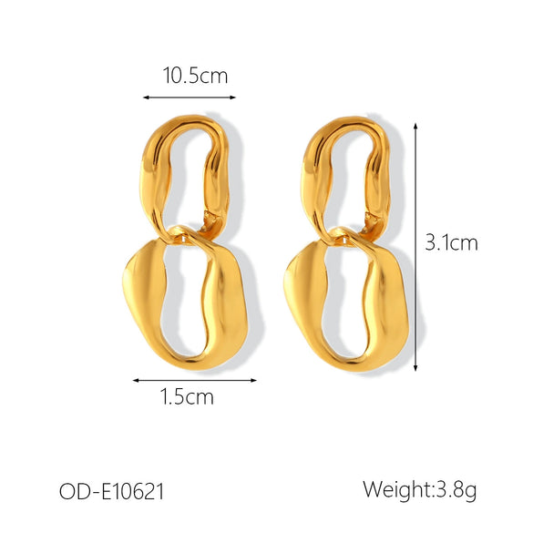 Women's Titanium Steel And Stainless Steel Geometric Heart Flower Drop Shape Star Ins Style Gold And Silver Twocolor 18K Gold Plated Vacuum Electroplated Earrings