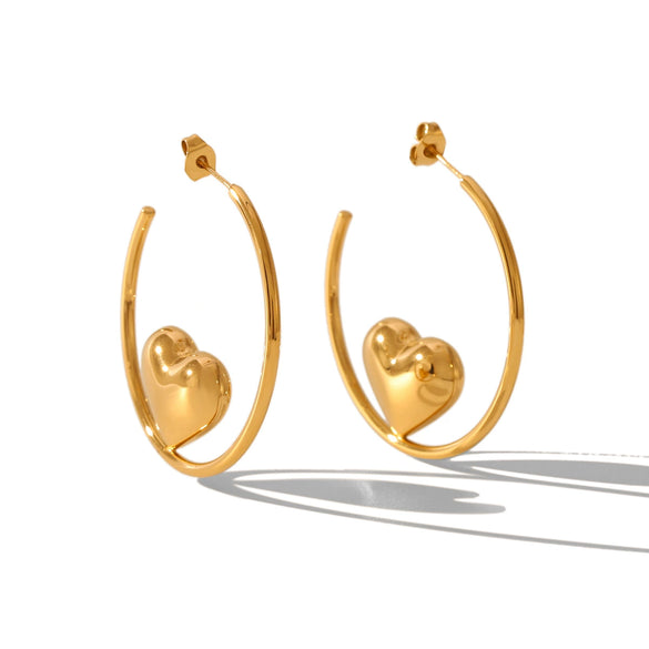 Women's Titanium Steel And Stainless Steel Geometric Heart Flower Drop Shape Star Ins Style Gold And Silver Twocolor 18K Gold Plated Vacuum Electroplated Earrings