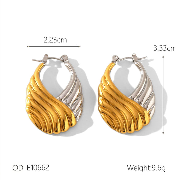 Women's Titanium Steel And Stainless Steel Geometric Heart Flower Drop Shape Star Ins Style Gold And Silver Twocolor 18K Gold Plated Vacuum Electroplated Earrings