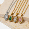 Women's Titanium Steel And Stainless Steel Geometric Rhombus Eye Pendant Necklace With Electroplating O Chain