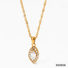Women's Titanium Steel And Stainless Steel Geometric Rhombus Eye Pendant Necklace With Electroplating O Chain