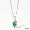 Women's Titanium Steel And Stainless Steel Geometric Rhombus Eye Pendant Necklace With Electroplating O Chain