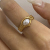 Women's Titanium Steel And Stainless Steel Geometric Ring Jewelry With Electroplating Design