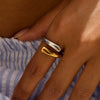 Women's Titanium Steel And Stainless Steel Geometric Ring With Electroplating And Color Matching Design