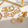 Women's Titanium Steel And Stainless Steel Geometric Spiral Hollow Fivepointed Star Electroplated Ring