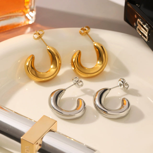 Women's Titanium Steel And Stainless Steel Geometric Style Electroplated And Pvd Vacuum Plated Earrings