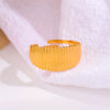 Women's Titanium Steel And Stainless Steel Geometric Vertical Strip Bread Dome Ring With 18K Gold Plated Electroplating