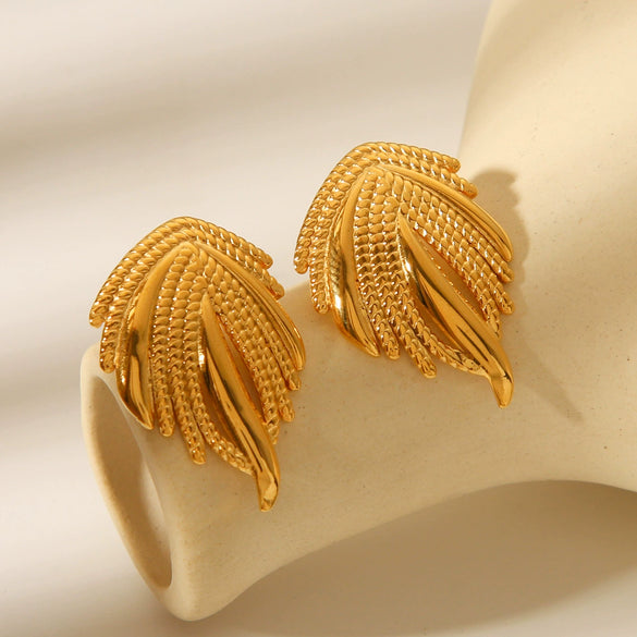 Women's Titanium Steel And Stainless Steel Geometric Wings Electroplated Earrings
