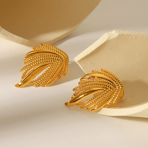 Women's Titanium Steel And Stainless Steel Geometric Wings Electroplated Earrings