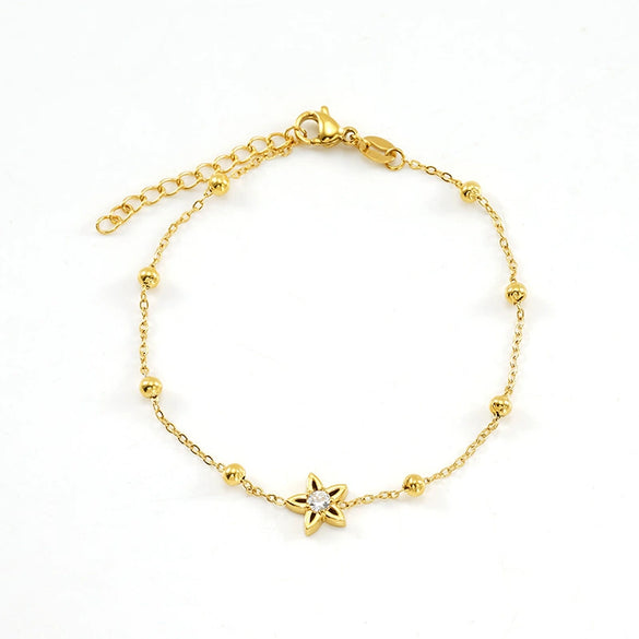 Women's Titanium Steel And Stainless Steel Geometric Zircon Bracelet With Electroplating