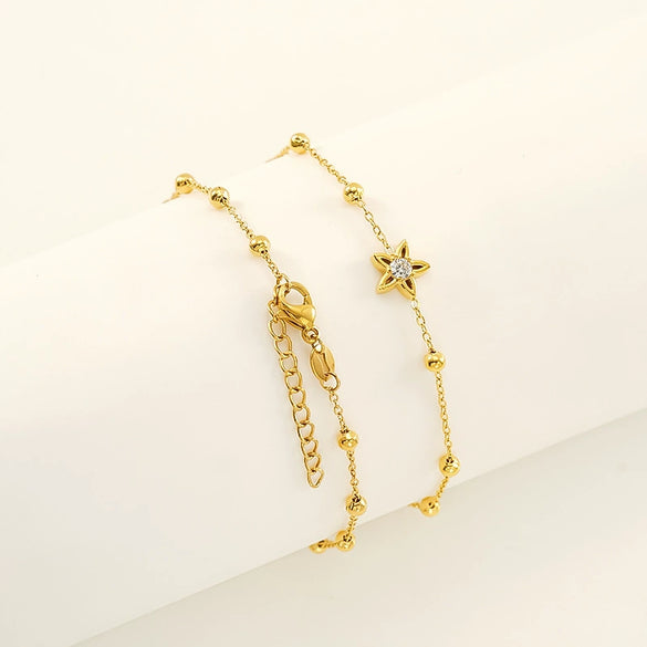 Women's Titanium Steel And Stainless Steel Geometric Zircon Bracelet With Electroplating