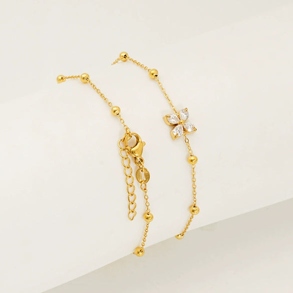 Women's Titanium Steel And Stainless Steel Geometric Zircon Bracelet With Electroplating