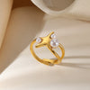 Women's Titanium Steel And Stainless Steel Heart Shape Geometric Style Electroplated Ring