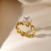Women's Titanium Steel And Stainless Steel Heart Shape Geometric Style Electroplated Ring