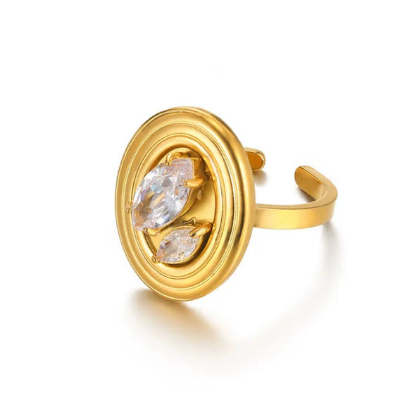 Women's Titanium Steel And Stainless Steel Heart Shape Geometric Style Electroplated Ring