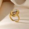 Women's Titanium Steel And Stainless Steel Heart Shape Geometric Style Electroplated Ring