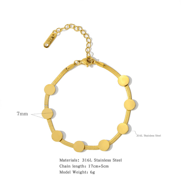 Women's Titanium Steel And Stainless Steel Jewelry Bracelet Set With Geometric Style And Electroplating Treatment