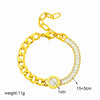 Women's Titanium Steel And Stainless Steel Jewelry Bracelet With Round Plate And Irregular Shape Electroplated