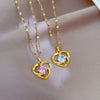 Women's Titanium Steel And Stainless Steel Love Heart Geometric Cartoon Style Micro Diamond Necklace