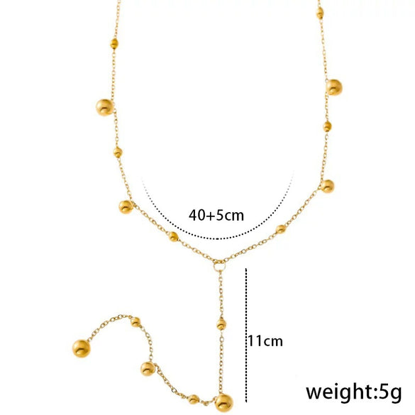 Women's Titanium Steel And Stainless Steel Multipendant Tassel Necklace With Electroplating And O Word Chain Simple Fashion Style