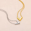 Women's Titanium Steel And Stainless Steel Necklace With Heart And Drop Shape Patterns O Word Chain Light Luxury Style Electroplated