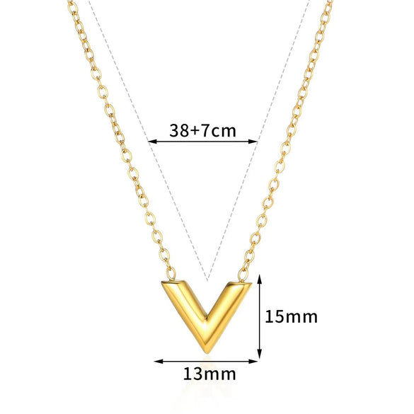 Women's Titanium Steel And Stainless Steel Necklace With Heart And Drop Shape Patterns O Word Chain Light Luxury Style Electroplated