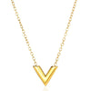 Women's Titanium Steel And Stainless Steel Necklace With Heart And Drop Shape Patterns O Word Chain Light Luxury Style Electroplated