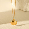 Women's Titanium Steel And Stainless Steel Necklace With Scallop Pendant And Geometric Pattern Electroplated Natural Style