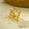Women's Titanium Steel And Stainless Steel Ring With Gold Square Geometric Thread And Inlaid Pearls Electroplated Fashion Jewelry